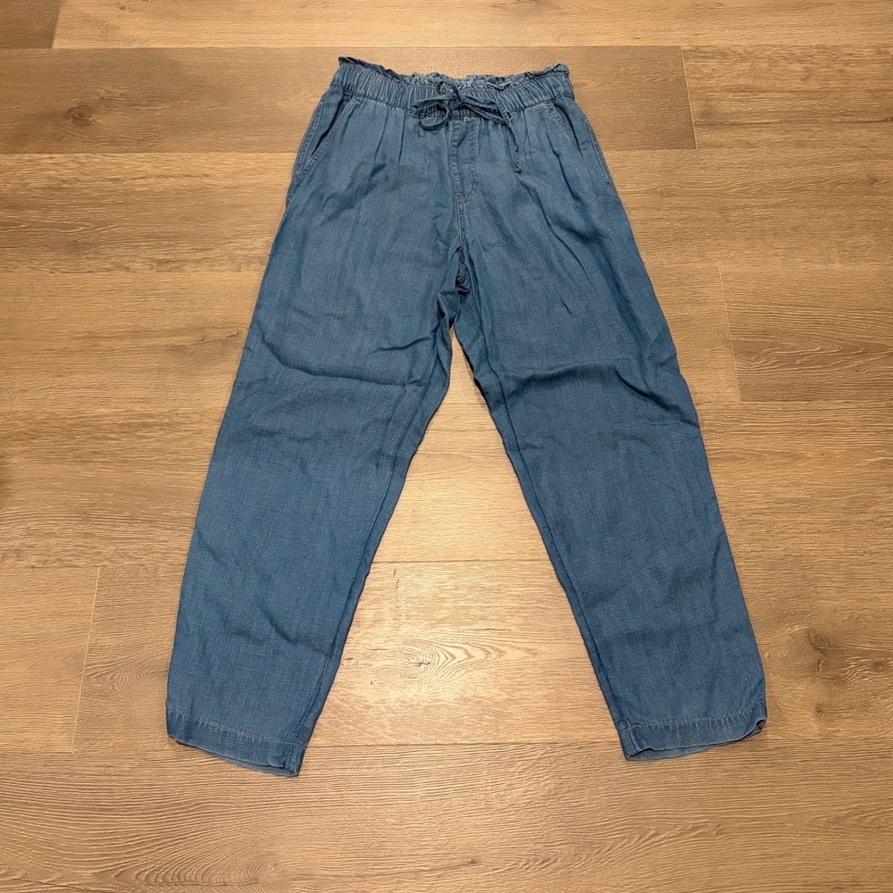 LOFT women’s Relaxed Drawstring Jeans in Mid Blue